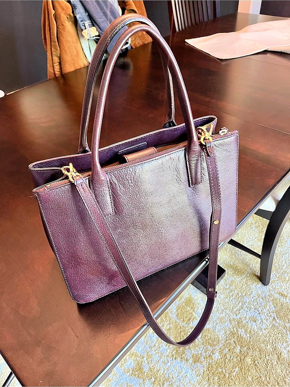 Banana Republic Structured Tote in Purple Leather